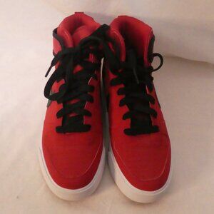 NIKE | size 8.5 | Red High-Top Sneakers With Black Accents | Red Pull Tabs